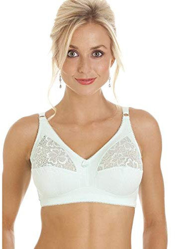 Camille Womens Soft Cotton Mint Green Comfort Non Wired Lace Bra 36B