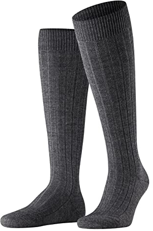 FALKE Herren Kniestrümpfe Teppich Im Schuh M Kh Wolle lang einfarbig 1 Paar, Grau Dark Grey 3070, 41-42
