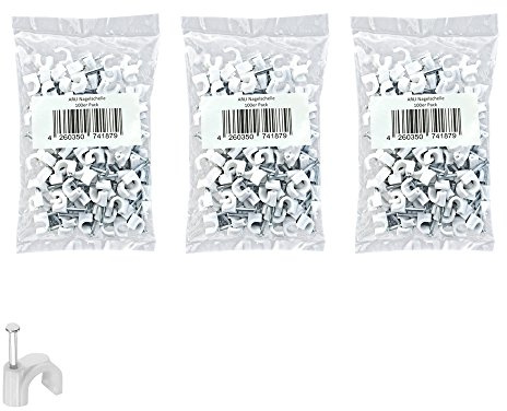Nagelschelle 12mm 300x Kabelschelle weiss allzweck Nagelschellen Rundschelle Kabelbefestigung Kabel Befestigung Nagel universal 12 mm ARLI 300 Stück weiß