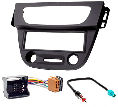 Carav - Juego de embellecedor de radio para instalar en salpicadero de coche 1-DIN 11-152-27-7 + ISO y cable adaptador de antena