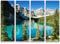 Paul Sinus Art Leinwandbilder | Bilder Leinwand 130x90cm 4 Teile kanadische Berge um einen Fluss