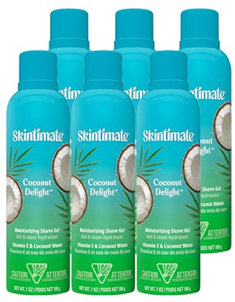 Skintimate Coconut Delight Shave Gel for Women, 6 Pack | Skintimate Shaving Cream for Women, Womens Shaving Cream, Shave Cream, Shaving Foam, Womens Shave Gel, Pack of 6, 7oz each