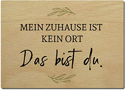 Interluxe Postkarte aus Holz Mein Zuhause ist kein Ort.Das bist du DIN A6 105x148mm Karte Echtholz Spruch Liebeserklärung
