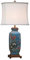 Fine Asianliving Chinesische Tischlampe Porzellan mit Leinen Schirm Handbemalt B16xT16xH72cm mit Lampenschirm E27 China Orientalische Tischleuchte Keramik Nachttischlampen Asia