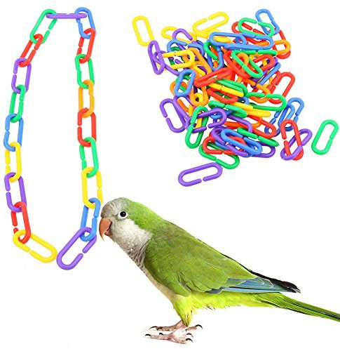 Fliyeong 100pcs Plastic C-clips Hooks Chain C-links Sugar Glider Rat Parrot Bird Toy Durable and Useful
