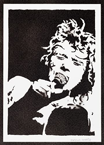 moreno-mata Authentique Graffiti Fait a la Main Johnny Hallyday Musique Poster Handmade Affiche Decoration Murale Tableau Cadre Salon Chambre Cadeau Homme et Femme