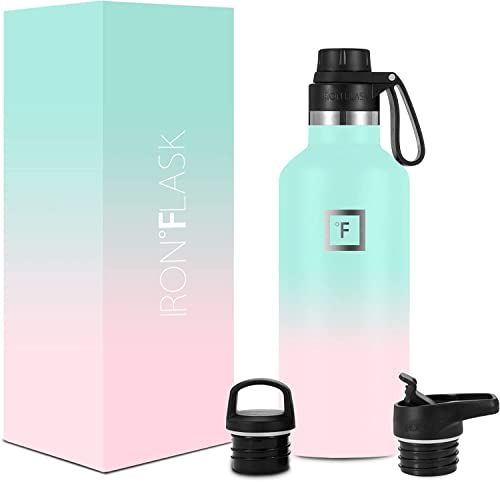 Insulated Water Bottle with Spout Lid Narrow - 950ml (3 Lids) - Cold 24hrs & Hot 12hrs Drinks - Double-Walled Stainless Steel Metal Leakproof Travel Sports Gym Camping & Hiking Hydration Flask