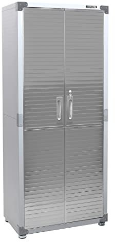 Seville Classics UltraHD Tall Cabinet, Locker Organizer w/Adjustable Shelves for Garage, Warehouse, Office, Classroom, Stainless Steel, Granite, 76.2 x 45.7 x 183 cm