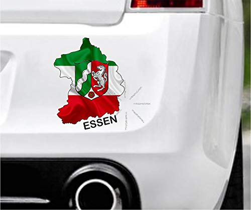 Sticker-Designs 30cm! Klebe-Folie Wetterfest Made-IN-Germany:Stadt-Essen-Flagge-NRW D57 UV&Waschanlagenfest Auto-Aufkleber Profi-Qualität!