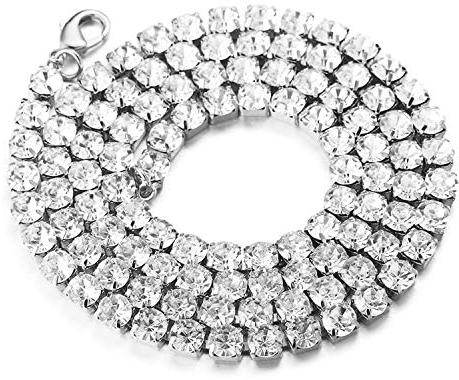 Halukakah Goldkette Herren Iced Out,3MM Herren Baby-Tennis-Kette Halsband Halskette 20In(50cm) in Platin überzogen Weißgold,Volle Cz Diamant Schnitt Zinken-Set,Geschenk für Ihn