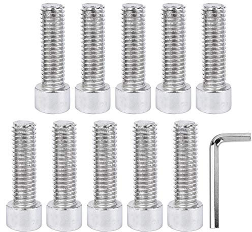 DAZISEN Viti a Brugola in Acciaio Inox - Parti di Bicicletta Viti da bullone per Bicicletta Viti Fisse per Stelo Bici, argento, (M5x18)*10+Chiave a Brugola*1