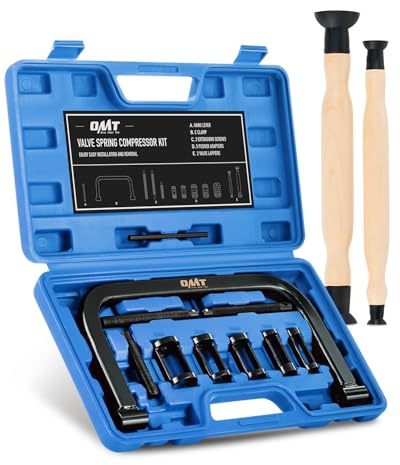 OMT Valve Spring Compressor, 10pc C-Clamp Tool Kit With Collet Adapters | Heat-Treated Carbon Steel, Servicing Cylinder Heads & Engines, Includes 16-30mm Collets, For Cars & Motorbikes, DIY