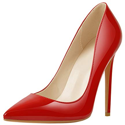 Only maker High Heels Stilettos Damen Klassische Pumps Elegant Lack Rot 40 EU