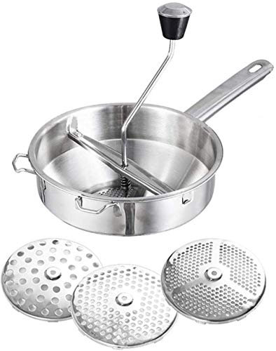 CLQ Vegetable Maker Stainless Steel Vegetable Masher Rotary Food Mill and Puree Maker with 3 Grinding Discs Ideal for Soups, Sauces and Purees
