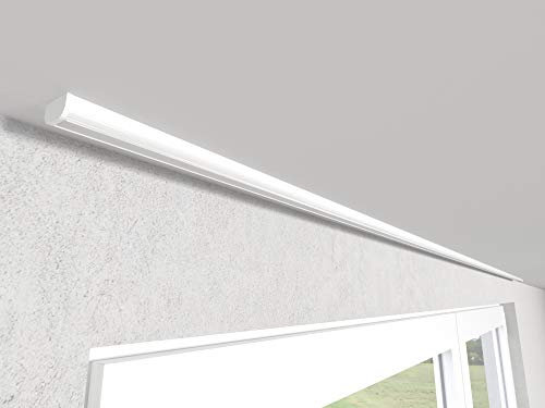 Market-Alley Vorhangschiene Aluminium Weiß/Schwarz Gardinenschiene ; B 1-läufig ; 120cm-600cm. Für Kräuselband Gardinen oder Schiebevorhang (nur Weiß Gardinenschiene ; 240cm)