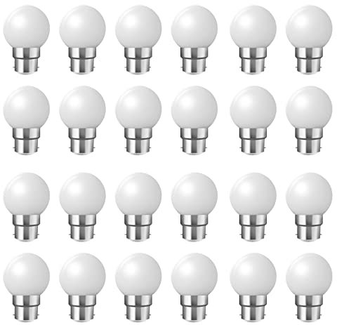 Lote de 24 bombillas LED B22, 2 W, 200 lúmenes, color blanco cálido, irrompibles (equivalente a 15 W) para guirnalda exterior, Iluminacion – Ergots reforzadas