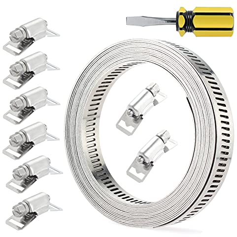 Knpwer 3.5m Schlauchschellen Endlos Edelstahl,304 Edelstahl Schneckengetriebe Schlauchschellen,DIY Custom Schlauchschellenband mit Befestigungselementen