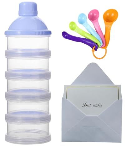 Giftik Pot de Récipient de Distributeur de Formule de Lait en Poudre, Boîtes de Lait Empilables Portatives Empilables de Boîte d'alimentation de Bébé de 5 Couches pour Le Voyage en Plein Air Bleu