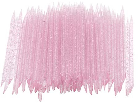 100 PCS Disposable Nail Stick Cuticle Pusher bulk, Nail Care Sticks, Cleaning Cuticle Stick Cuticle Manicure and Pedicure Stick for Fingernail for Men and Women (pink)