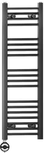Myhomeware 400mm Wide Black Electric Bathroom Heated Towel Rail Thermostatic Warmer Radiator Precise Control (400 x 1000 mm (BTU: 1474))