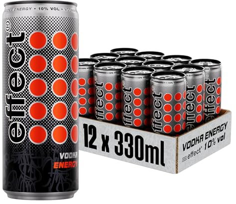 effect VODKA ENERGY Mixgetränk – Tray mit 12 x 330 ml Dosen Einweg, Premium Longdrink mit 10% Vol. Alkohol, klassischer Energy Geschmack gemischt mit 9 MILE Vodka – perfekt für unterwegs