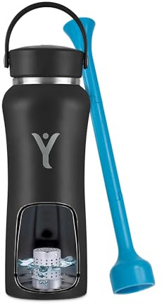 DYLN Hydrogen Water Bottle | Create Hydrating Alkaline Hydrogen-Rich Water Up to 9 pH | Vacuum Insulated Stainless Steel, Keeps Cold for 24 Hours | 25 oz, Black