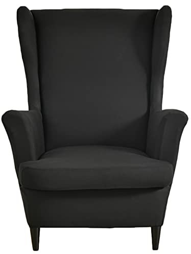 HZDHCLH Ohrensessel Überzug 2 Teilig mit Armlehnen modisch elastisch Sofa-Schutzbezug Möbelschutz Stuhlbezug geeignet für Sessel Wohnzimmer Schlafzimmer Hotel (Schwarz)