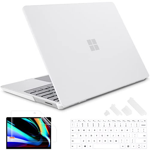 May Chen Compatible with Microsoft Surface Laptop Go 3 Go 2 Go 1 12.4 Inch Model 1943 2013 (2023 2022 2020 Release), Plastic Hard Shell Case with Screen Protector + Keyboard Cover, Matte Clear