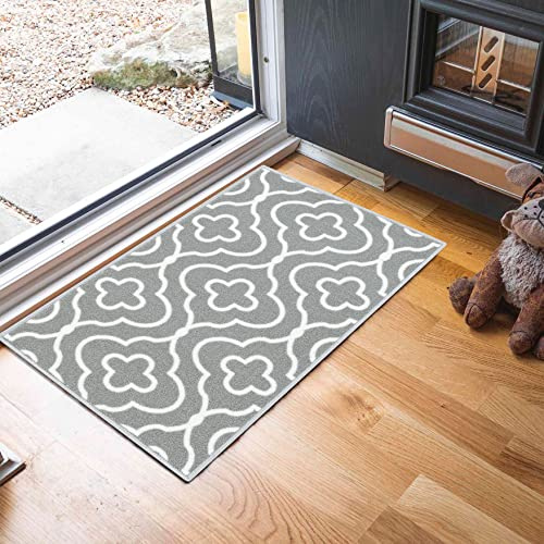 Havana Washable Non-Slip Kitchen Floor Mat, Quatrefoil, Grey, 67x120cm