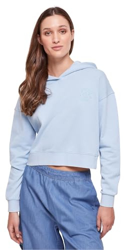 Urban Classics Damen Ladies Short Flower Embroidery Terry Hoody