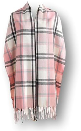 KARMA.DIEM Damen Schal XXL Rosa Kariert - Schal Stola Halstuch Tuch aus Chiffon für Frühling Sommer Ganzjährig Premium Qualität 180x90cm
