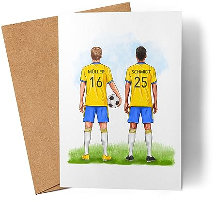 Kiddle-Design Personalisierte Fußball Karte | Mit Name und Nummer | Geschenk für besten Kumpel Trainer Fußballer | Beste Freunde Bester Trainer Grußkarte