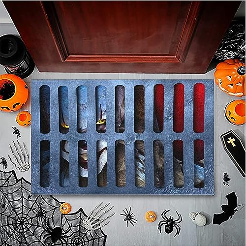JunD 3D Halloween Fußmatte Horror Clown, rutschfeste Wiederverwendbare Horror Fußmatte für Innen und Außenbereich, Halloween Dekoration und Badematten, 40x60 cm (A)