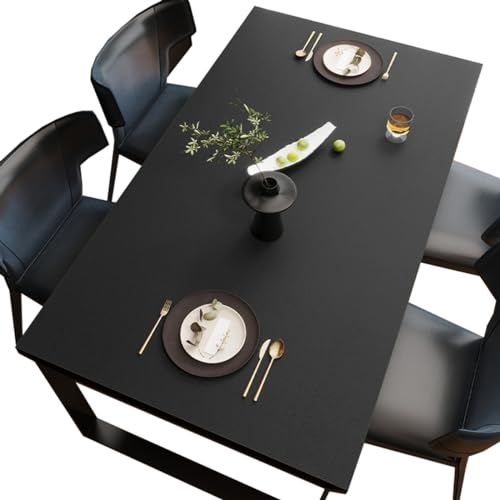 BHOMTY Tischfolie Wasserdicht Tischunterlage aus Leder Schwarz 40 * 80cm | Multifunktionale Geeignet für Esstisch, Büroschreibtisch, Studentenschreibtisch