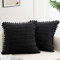 ZWJD 2er Set Kissenbezug 60x60 Kordsamt Sofakissen Weiche Kissenhülle Boho Kissenbezüge Dekokissen Moderne Kissen Deko für Couch Schlafzimmer Zuhause Auto Dekor Zierkissenbezüge Schwarz