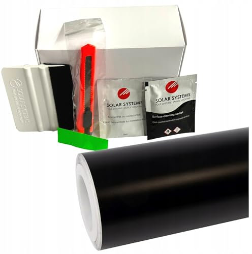 Solar Systems Selbstklebend Schwarz Matt Autofolie - Car Wrapping Folie - Tönungsfolie Auto inklusive Montagezubehör 152x50cm