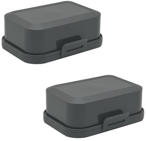 ENGELLAND - 2 x Stapelbare Butterdose mit Deckel und Klick-Verschluss, Anthrazit/Anthrazit, Plastik-box, Butter-Glocke, BPA-frei, Mehrzweck, robust