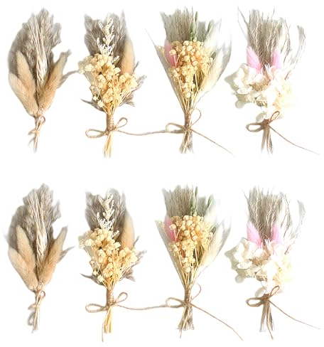 8 Mini Bouquet di Fiori Secchi, Fasci di Fiori Secchi, Bouquet Secchi, Fiori Secchi Decorativi Naturali, Piccoli Fiori Mazzi di Fiori Secchi per Fai da Te Feste Matrimoni Decorazione (Stile 4)