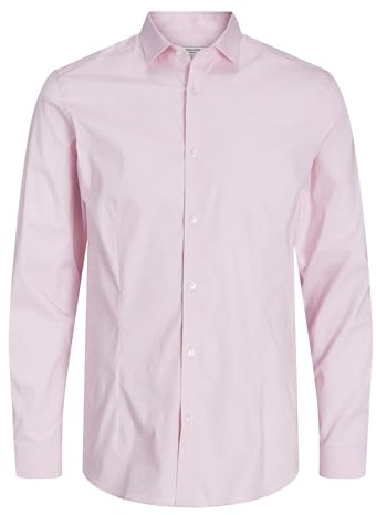 JACK & JONES Men's Jjprparma Shirt L/S Noos Long Sleeve, Pink Nectar/Fit:Super Slim, S
