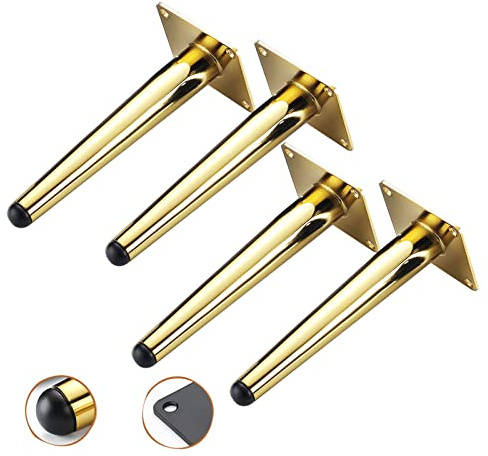GArcan 4 pièces Pieds de Meubles dorés, Pieds de Cuisine, Plan de Travail TV, Pieds d'armoire en métal, Pieds de rehausseur de Meubles, Bricolage pour canapé, Table Basse, Meuble TV, lit et Autres