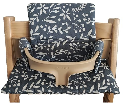 Kadem® Sitzkissen 100% Bio Baumwolle | Classic Kissen Sitzbezug Hochstuhlauflage | 2-teilig passend für Stokke Tripp Trapp Kinderhochstuhl | maschinenwaschbar einfache schnelle Befestigung | Lunaria
