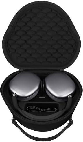 RAIALL Harte Tragetasche für Apple Airpods Max Kopfhörer, unterstützt den Schlafmodus, tragbare Airpod-Kopfhörer, schützende Aufbewahrung, Organizer, Tasche, Halterung, extra Platz für USB-C-Kabel,