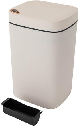Fermoirper Poubelle Automatique 16L Poubelle de Cuisine pour Cuisines, Chambres, Salles Bains, Salons (Blanc Laiteux)