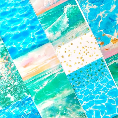 Arpaper Scrapbook Zubehör Stickers,PET Ocean Wasserwellen Musterpapier für Bullet Journal Fotoalbum,Notebook,DIY Journaling,Painting（The Color of The Sea 2）
