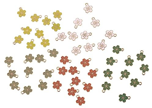 SHINEOFI 50pcs Nail Art Accessories Flower Charms for Jewelry Making Metal Pendant Charms Kawaii Nail for Crafts Earing Jewelry Making