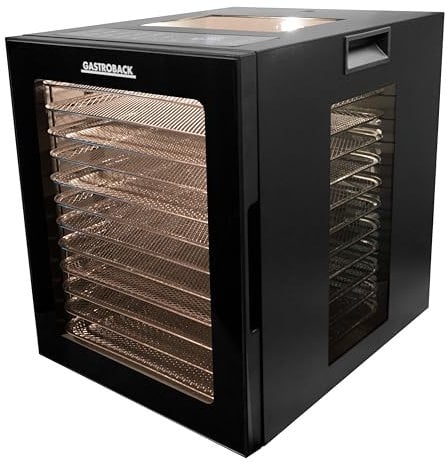GASTROBACK #46605 Design Dörrautomat Vision Pro, mit großen Panoramafenstern, modernes Edelstahl-Design, 10 Programme, 12 Etagen, 850 Watt, Schwarz