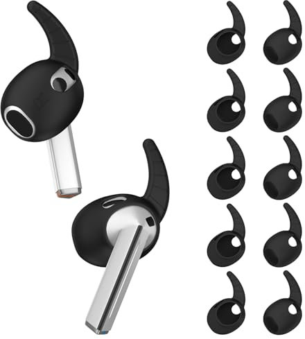 Ohrbügel-Abdeckungen für Samsung Galaxy Buds 3, rutschfeste Sport-Ohrstöpsel, Silikon, Flügelspitze, Kratzfest, Galaxy Buds 3, Schwarz, 5 Paar
