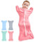 HINATAA Pucksack Baby 0-3 Monate/ 3-6 Monate, Baby Schlafsack Neugeborene Bio-Baumwolle, Baby Swaddle Wickeldecke für Jungen Mädchen, Verstellbarer Pucktücher Baby (Rosa, 3-6 Monate)