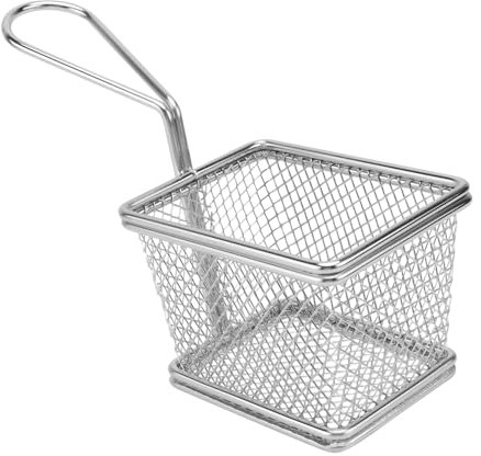 OFFSCH Edelstahl Frittierkorb Für Pommes Frites Wiederverwendbarer Chipskorb Direkt in Fritteuse Einsetzbar Für Zuhause Und Restaurant