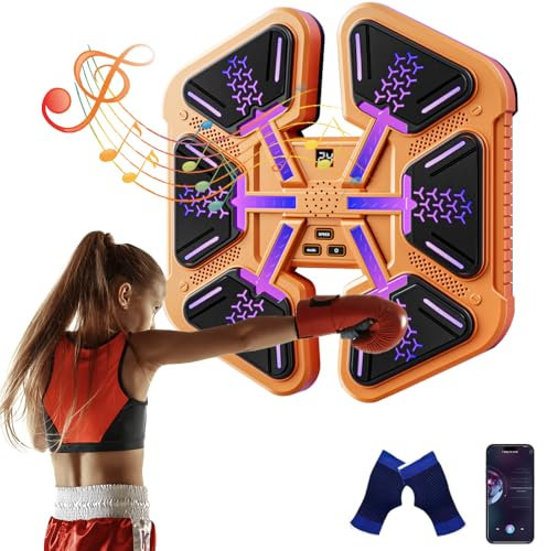 Mineup Music Boxing Machine, Bluetooth LED Intelligente Boxmaschine Zur Wandmontage, Einstellbarem Licht, Bluetooth Musikboxing Maschine mit 9 Geschwindigkeitsmodi und Zählmodus für Erwachsene Kinder